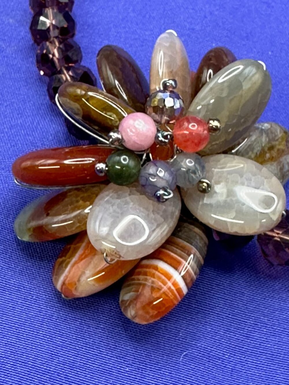 Handcrafted Necklace w/Assorted Semi-Precious Gemstones